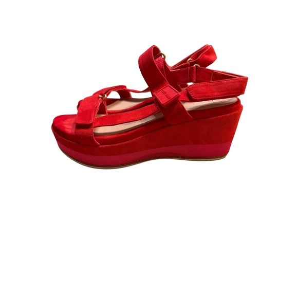 Cole Haan Grand Ambition Red Suede Wedge Sandals W22374 Size 7 - Picture 8 of 16